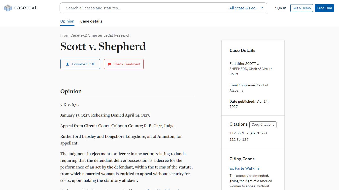 Scott v. Shepherd, 215 Ala. 671 | Casetext Search + Citator